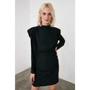 Trendyol Black BeltEd Shoulder Detailing Dress