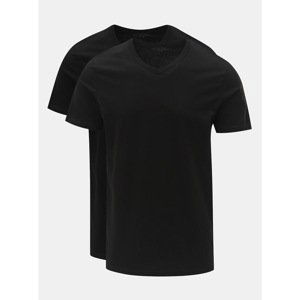 Balenie dvoch čiernych basic tričiek s véčkovým výstrihom Jack & Jones