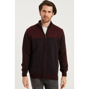 V0086 DEWBERRY ZIP-UP MEN'S SWEATER-BURGUNDY