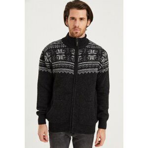 V0088 DEWBERRY ZIPPERED MEN'S SWEATER-ANTRASIT