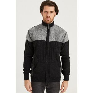 V0089 DEWBERRY ZIPPERED MEN'S SWEATER-ANTHRACYTE