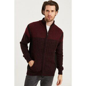 V0089 DEWBERRY ZIP MEN'S SWEATER-BURGUNDY