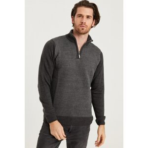 V0217 DEWBERRY ZIPPERED MEN'S SWEATER-ANTHRACYTE
