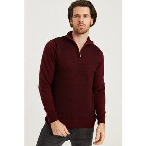 V0217 DEWBERRY ZIP MEN'S SWEATER-BURGUNDY