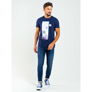 Big Star Man's Shortsleeve T-shirt 154408 Navy Blue-479