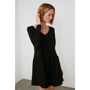 Trendyol Black V-Neck Knitted Dress