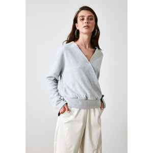 Trendyol Grey Cruise Collar Knitted Blouse