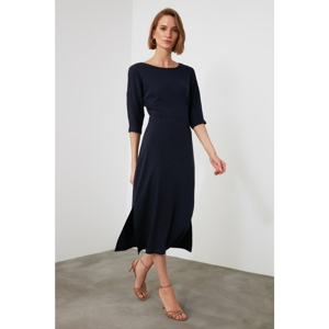 Trendyol Navy Slit Detailed Knitted Dress