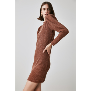 Trendyol Brown Sleeves Shrapnel Knitted Dress
