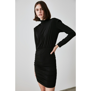 Trendyol Black SnuzLe Sheer Collar Knitted Dress