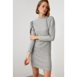 Trendyol Grey Sleeves Shrapnel Knitted Dress