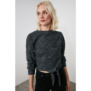 Trendyol Anthracite Binding Detailed Knitted Blouse