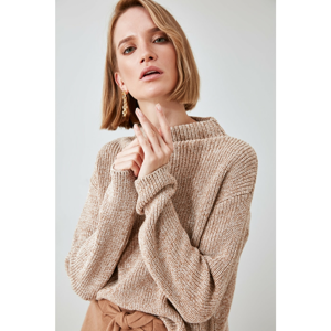 Trendyol Camel Upright Collar Knitwear Sweater