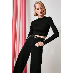 Trendyol Black Arm Smuze Waist Detailing Knitwear Sweater