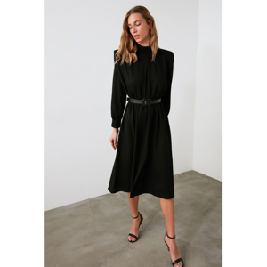 Trendyol Black Upright Collar Wattle Dress