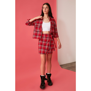 Trendyol Plaid Skirt With Red Binding DetailING