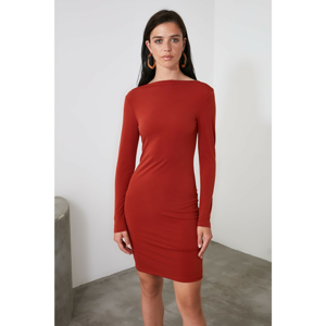 Trendyol Knitted Dress with Cinnamon Back Neckline