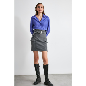 Trendyol Anthracite Belted Skirt