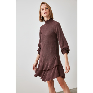 Trendyol Beige Flywheel Knitted Dress