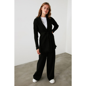Trendyol Knitwear Cardigan with Black Tassels and Binding Detail