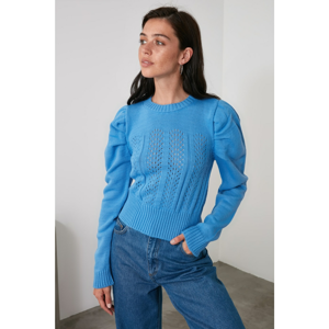 Trendyol Blue Ajurlu Sleeve Smuz Knitwear Sweater