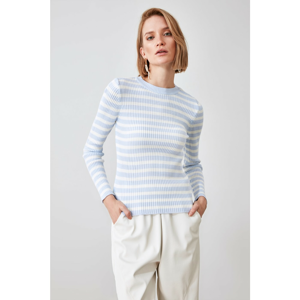Trendyol Blue Striped Knitwear Sweater