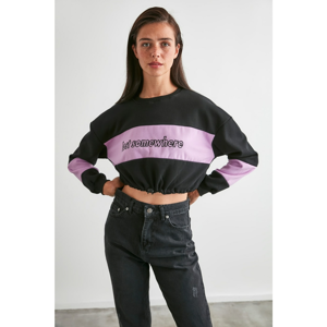 Trendyol Black Block Crop Knitted Sweatshirt