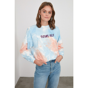 Trendyol Blue Embroidered Wattle Basic Knitted Sweatshirt