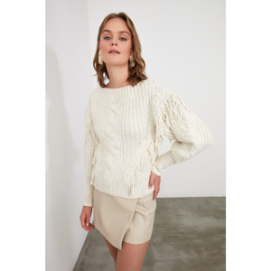 Trendyol Ekru Tassel Knitwear Sweater
