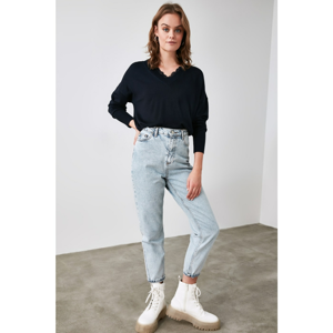 Trendyol Navy Lace Detailed Knitwear Sweater