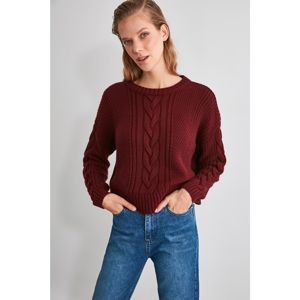 Trendyol Burgundy Hair Braid Detailed Knitwear Sweater