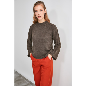 Trendyol Brown Sleeves Knitted Knitted Knitwear Sweater