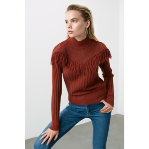Trendyol Brown Tassel Detailed Knitwear Sweater