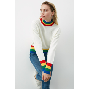 Trendyol Ekru Color Block Knitwear Sweater