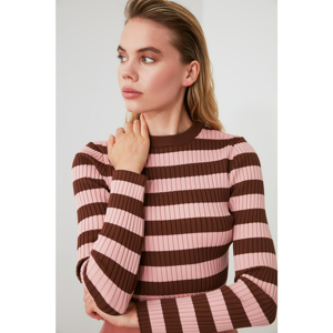 Trendyol Pink Striped Knitwear Sweater