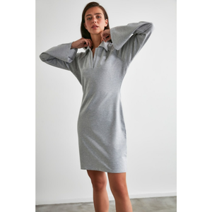 Trendyol Grey Collar Detailed Knitted Dress