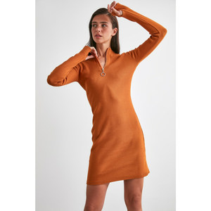 Trendyol Cinnamon Zip Knitted Dress