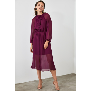 Trendyol Purple Scarf Collar Dress