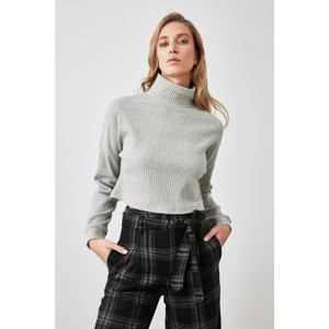 Trendyol Grey Turtleneer Knitted Blouse