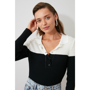 Trendyol Navy Button Polo Collar Knitwear Sweater