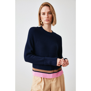 Trendyol Navy Color Block Knitwear Sweater