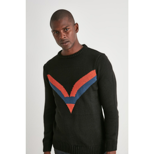 Trendyol Knitwear Sweater with Black Men's Bicycle Collar Panel