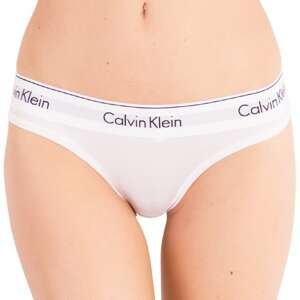 Calvin Klein biele tangá s bielou širokou gumou Thong Strings