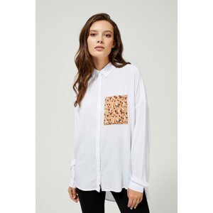 Moodo white shirt with leopard print pocket