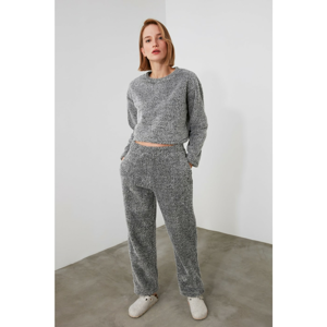 Trendyol Anthracite Plush Knitted Tracksuit Set