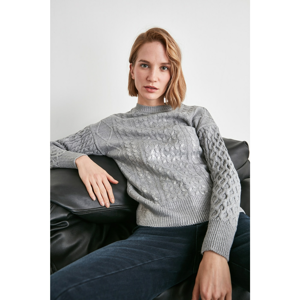 Trendyol Grey Varied Knitted Knitted Knitwear Sweater