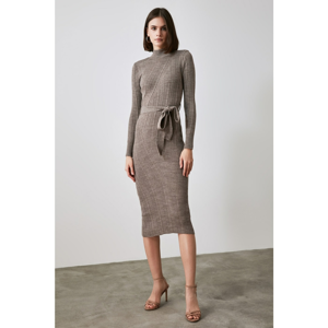 Trendyol Mink Belt Knitwear Dress