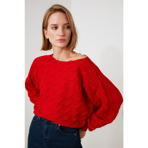 Trendyol Red Braided Knitwear Sweater