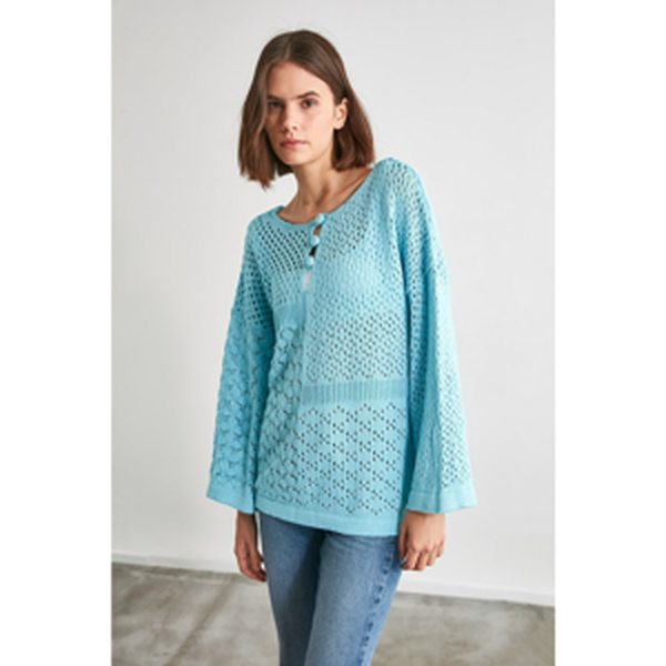 Trendyol Blue Knitted Knitwear Sweater