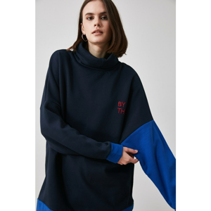 Trendyol Navy Upright Collar Knitted Sweatshirt
